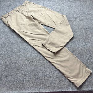 Lululemon Commission Pants Men 36 x 33 Beige Slim Fit Tapered Gusseted Polyester